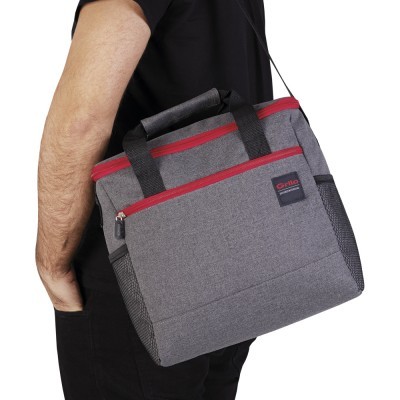 Mala Térmica Cinza/Vermelho 15L - 31x19x30 cm