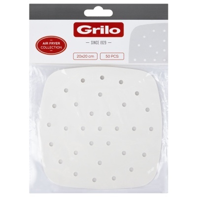 Papel Perfurado Quadrado para Air Fryer 21x21 cm - 50 Unidades