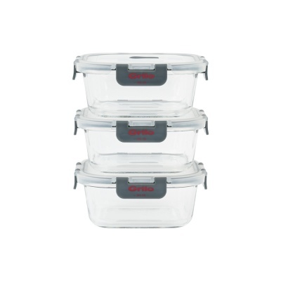 Conjunto de 3 Caixas Herméticas de Vidro - 520 ml