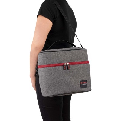 Bolsa Térmica Cinza/Vermelho 9L - 26x16x23 cm