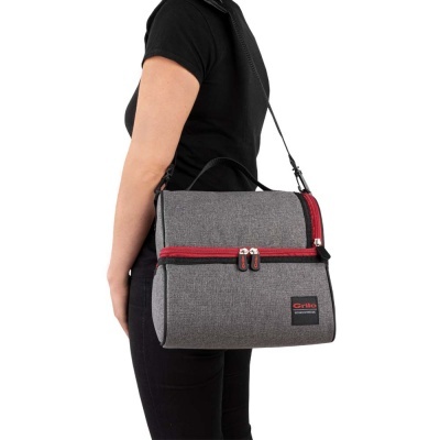 Bolsa Térmica Cinza/Vermelho 8L - 24x18x23 cm