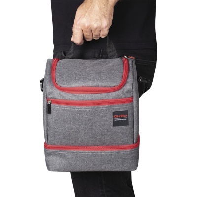 Bolsa Térmica Cinza/Vermelho 5L - 24x12x29 cm