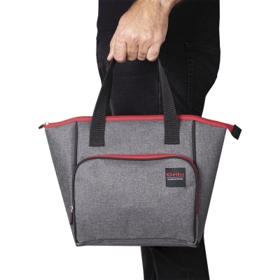 Bolsa Térmica Cinza/Vermelho 4L - 24x15x26 cm