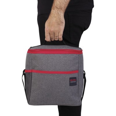 Mala Térmica Cinza/Vermelho 12L - 26x18x27 cm