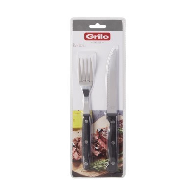 Conjunto Garfo e Faca Serrilhada para Churrasco