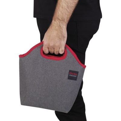 Bolsa Térmica Cinza/Vermelho 6L - 20x12x32 cm