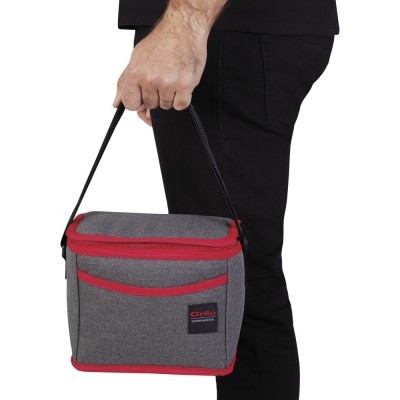 Bolsa Térmica Cinza/Vermelho 5L - 22.5x15.5x18 cm