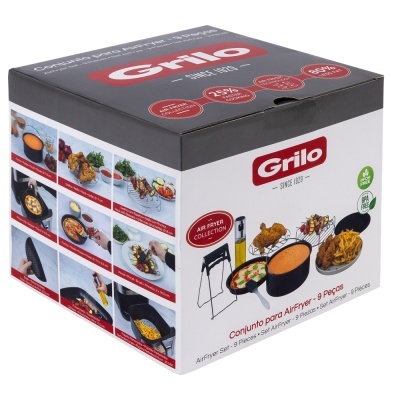 Conjunto de 9 Peças para Air Fryer Redondo Conjunto de 9 Peças para Air Fryer Redondo