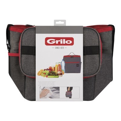 Mala Térmica Cinza/Vermelho 12L - 26x18x27 cm