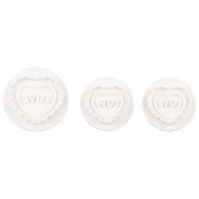 Pack de 3 Cortantes com Ejetor e Carimbo - Coração Pack de 3 Cortantes com Ejetor e Carimbo - Coração