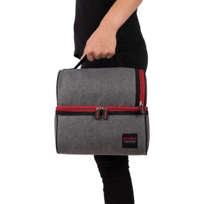 Bolsa Térmica Cinza/Vermelho 8L - 24x18x23 cm