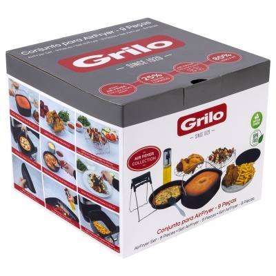 Conjunto de 9 Peças para Air Fryer Quadrado Conjunto de 9 Peças para Air Fryer Quadrado