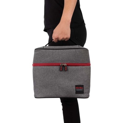 Bolsa Térmica Cinza/Vermelho 9L - 26x16x23 cm