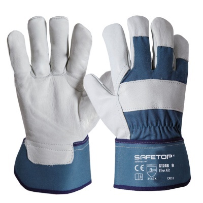 Luva Erie Fit, Luva De Lona De Algodão Com Couro Bovino De Flor Integral (12 Pares)