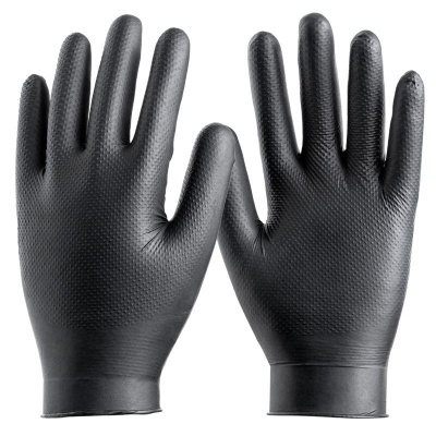 Diamond Safe, Luva Química De Nitrilo Preta Com Revestimento De Diamante (50 Unidades)