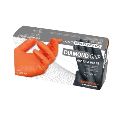 Diamond Grip, Luva Diamante Dupla Face 8G, Laranja (50 Unidades)