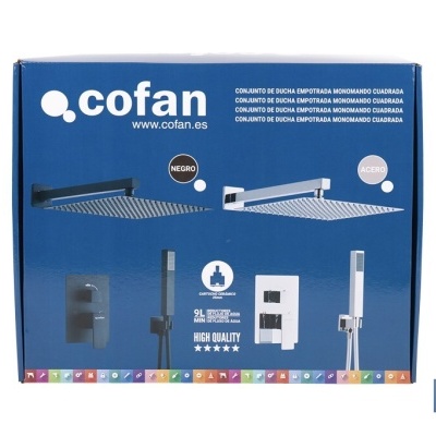 Conjunto De Duche Monocomando 2 Vias | Design Quadrado | Preto Mate