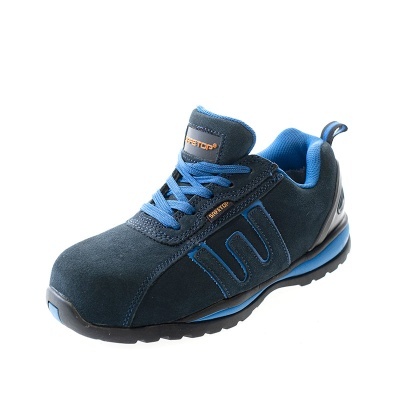 Baio Azul, Sapato S1P, Couro Nobuck, Sola Eva Sem Metal