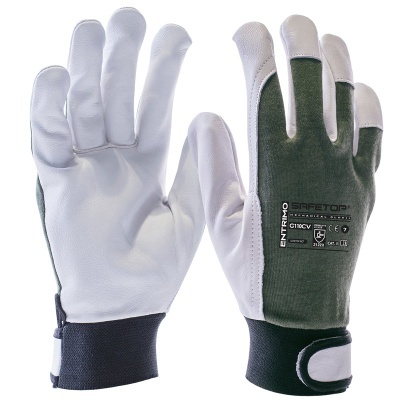 Entrimo, Luva Verde De Couro E Algodão Com Fecho De Velcro (12 Pares)