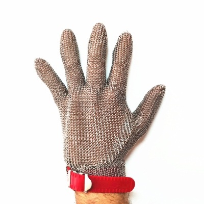 Nk-Cote Corto, Luva De Malha De Aço Com Tira De Plástico