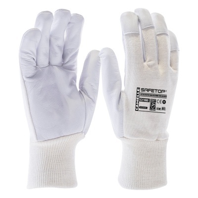 Camelle, Luva De Couro - Algodão Branco, Fecho Elástico (12 Pares)