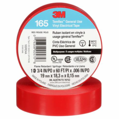 Fita isolante temfle x 165 3 m 19 mm x 20 m  (10 unidades) VERMELHA