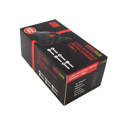 Luvas De Nitrilo Pretas Diamond 7.0Mil  X 100 Pcs