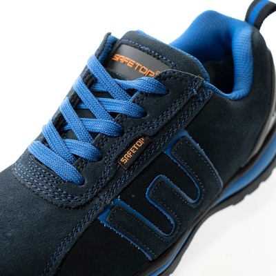 Baio Azul, Sapato S1P, Couro Nobuck, Sola Eva Sem Metal