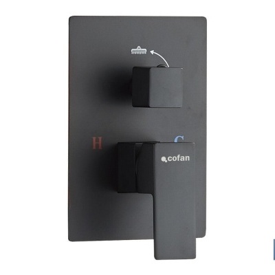 Conjunto De Duche Monocomando 2 Vias | Design Quadrado | Preto Mate