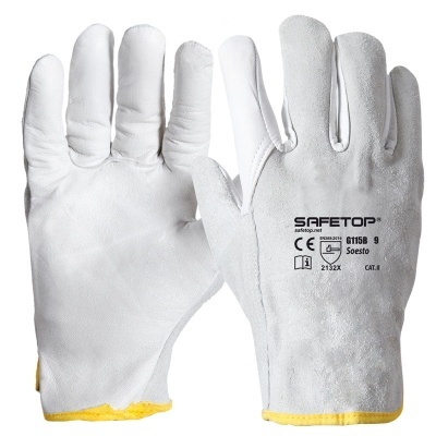 Soesto, Luvas Mistas De Couro Integral E Couro Rachado, Tamanho Único (12 Pares)