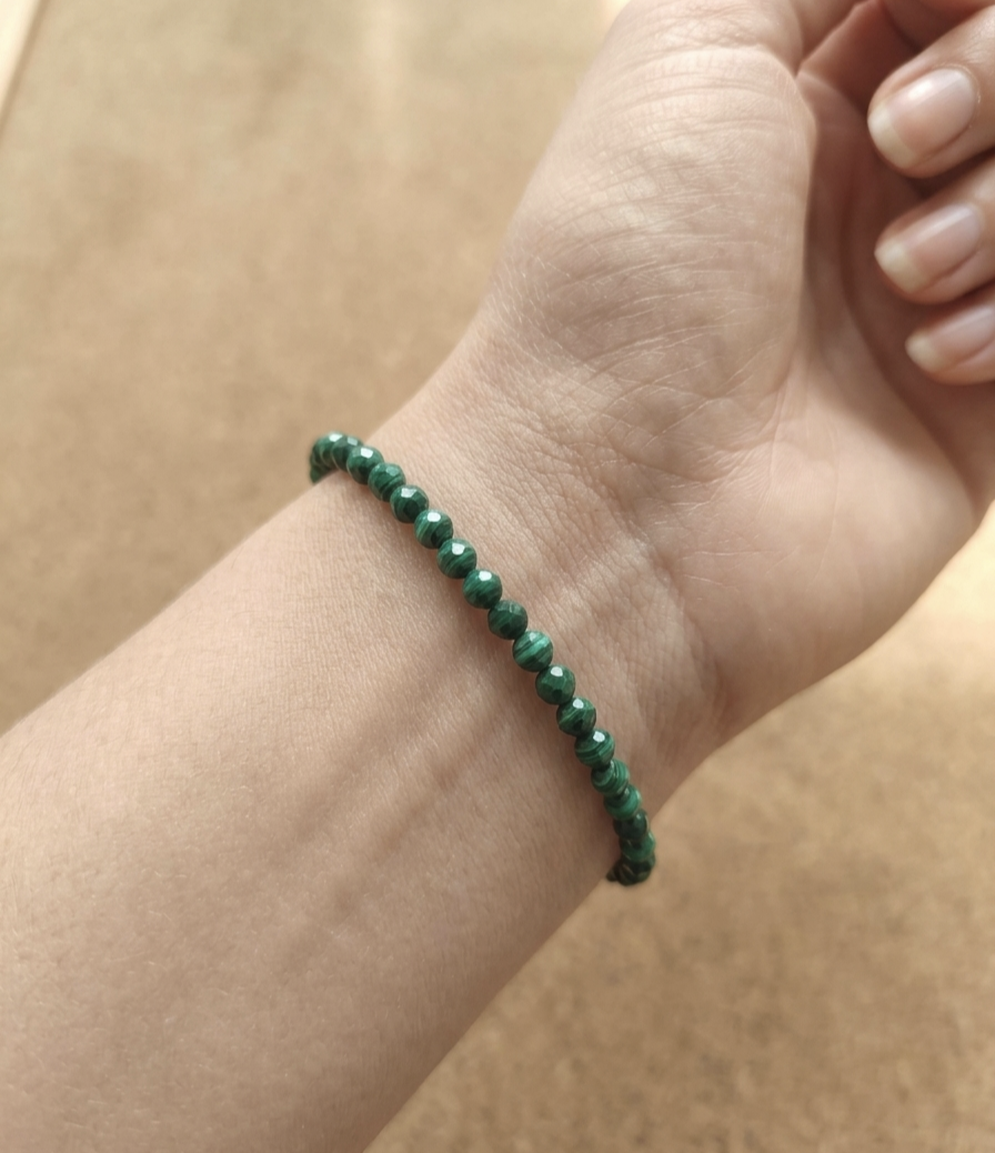 Pulseira Malaquite multifacetada 4mm