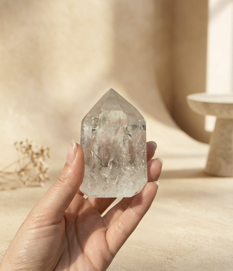 Ponta Polida Quartzo Cristal (125/150g) 6 a 7 cms