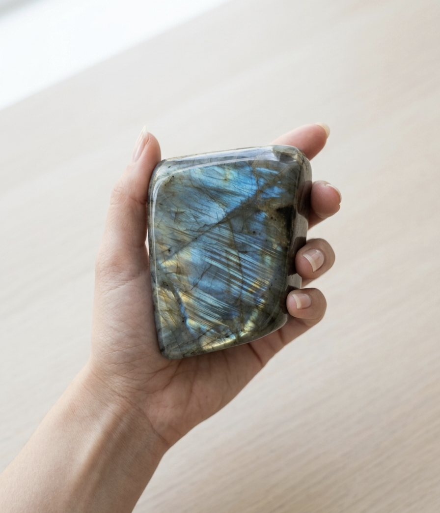 Labradorite polida (685g) (7x8 cms)
