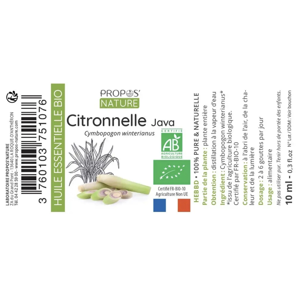 Óleo Essencial Citrenela de Java Bio 10ml