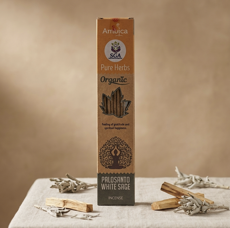 Incenso Pure Herbs Orgânico de Pau Santo e Sálvia Branca