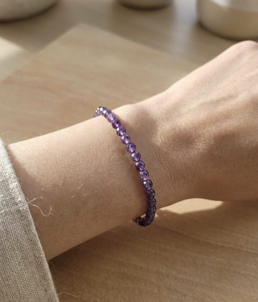 Pulseira Ametista multifacetada 4mm