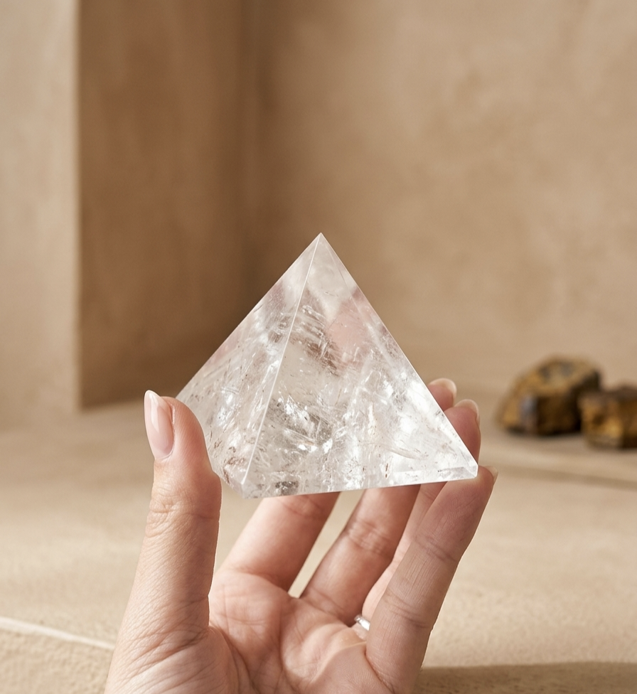 Pirâmide Quartzo Cristal (70x70mm)