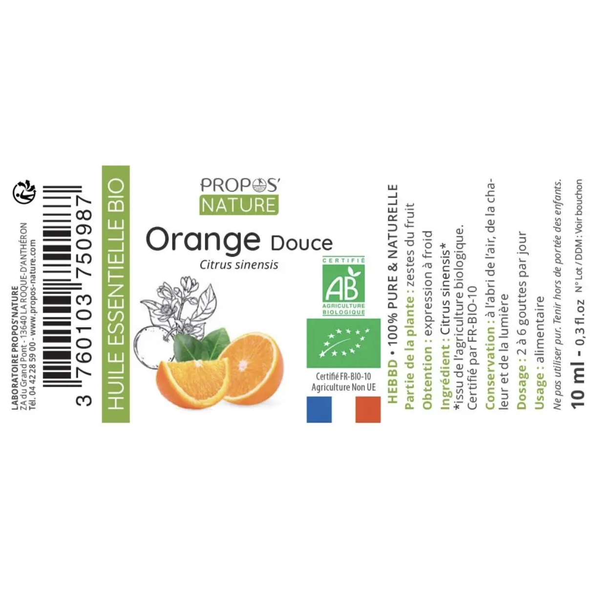 Óleo Essencial Laranja Doce Bio 10ml