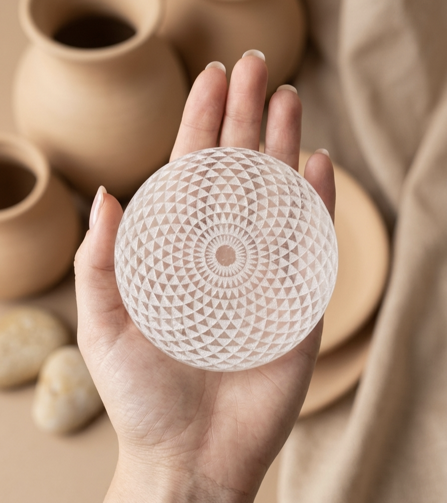 Base de Selenite Mandala 10 cms