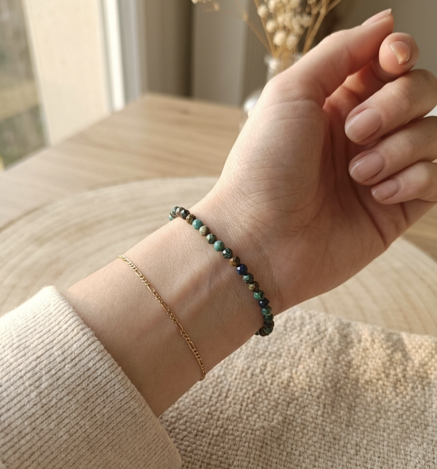 Pulseira Crisocola multifacetada 4 mm