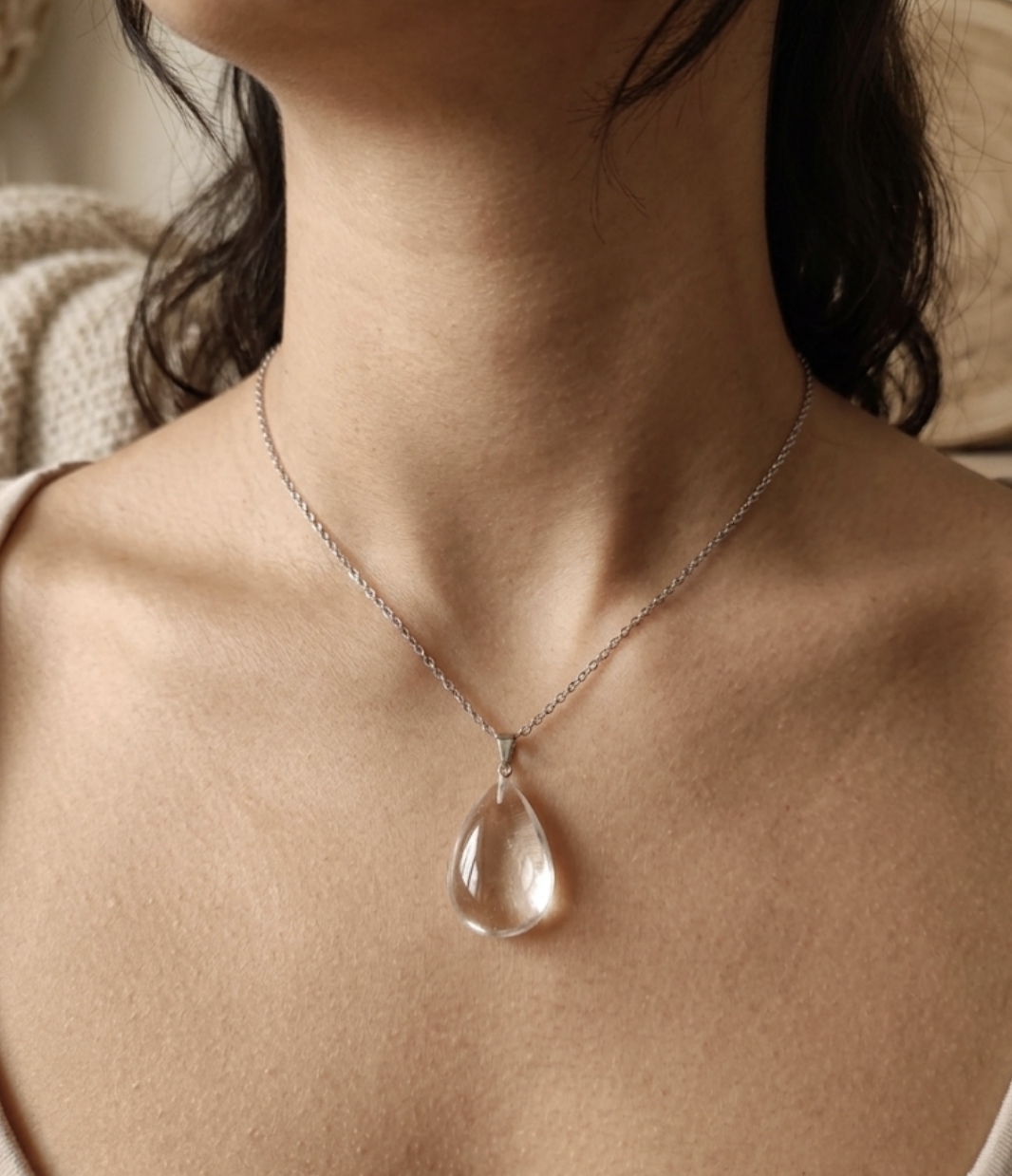 Colar Quartzo Cristal Gota