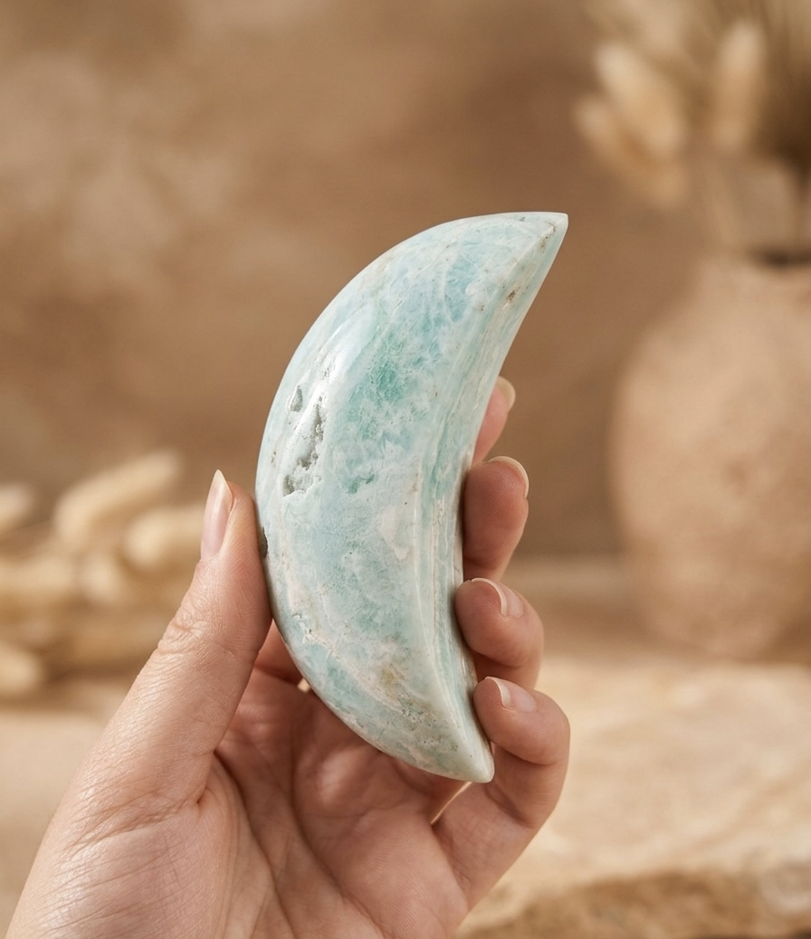 Lua Aragonite azul (11cms)