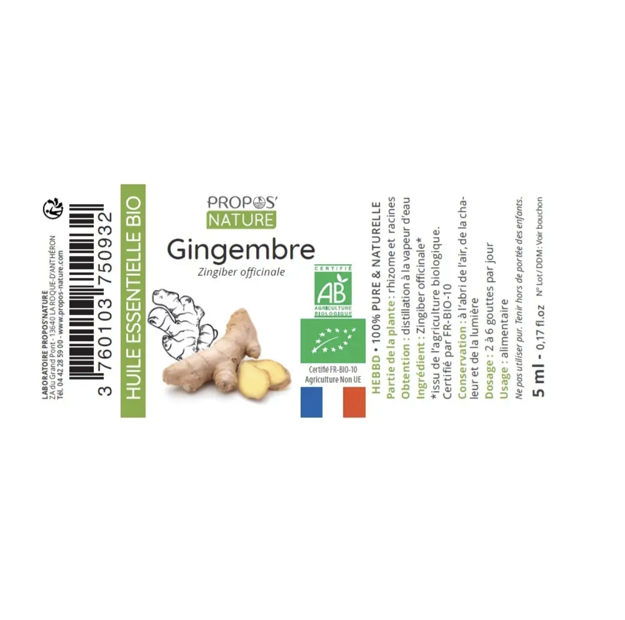 Óleo Essencial Gengibre Bio 5ml