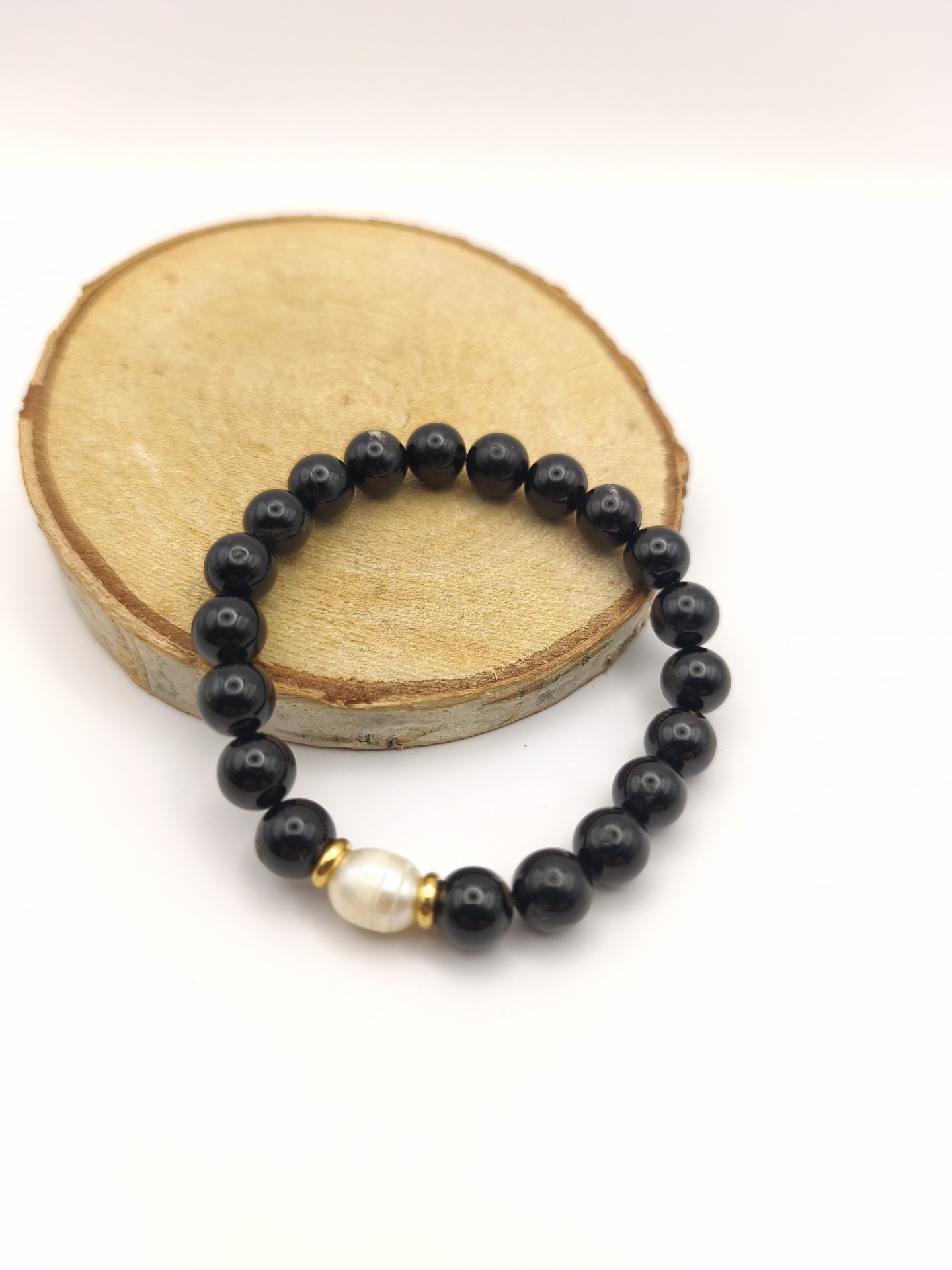 Pulseira de turmalina com pérola