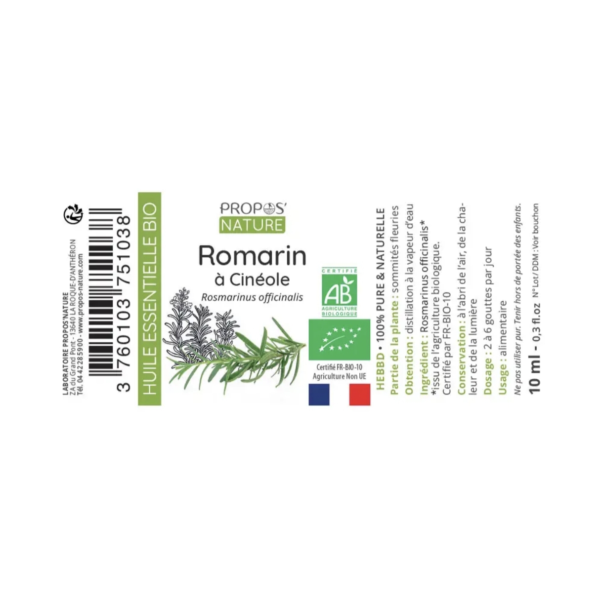 Óleo Essencial  Alecrim com Cineol Bio 10ml