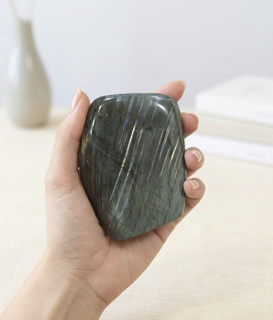 Labradorite polida (520g) (9x6 cms)
