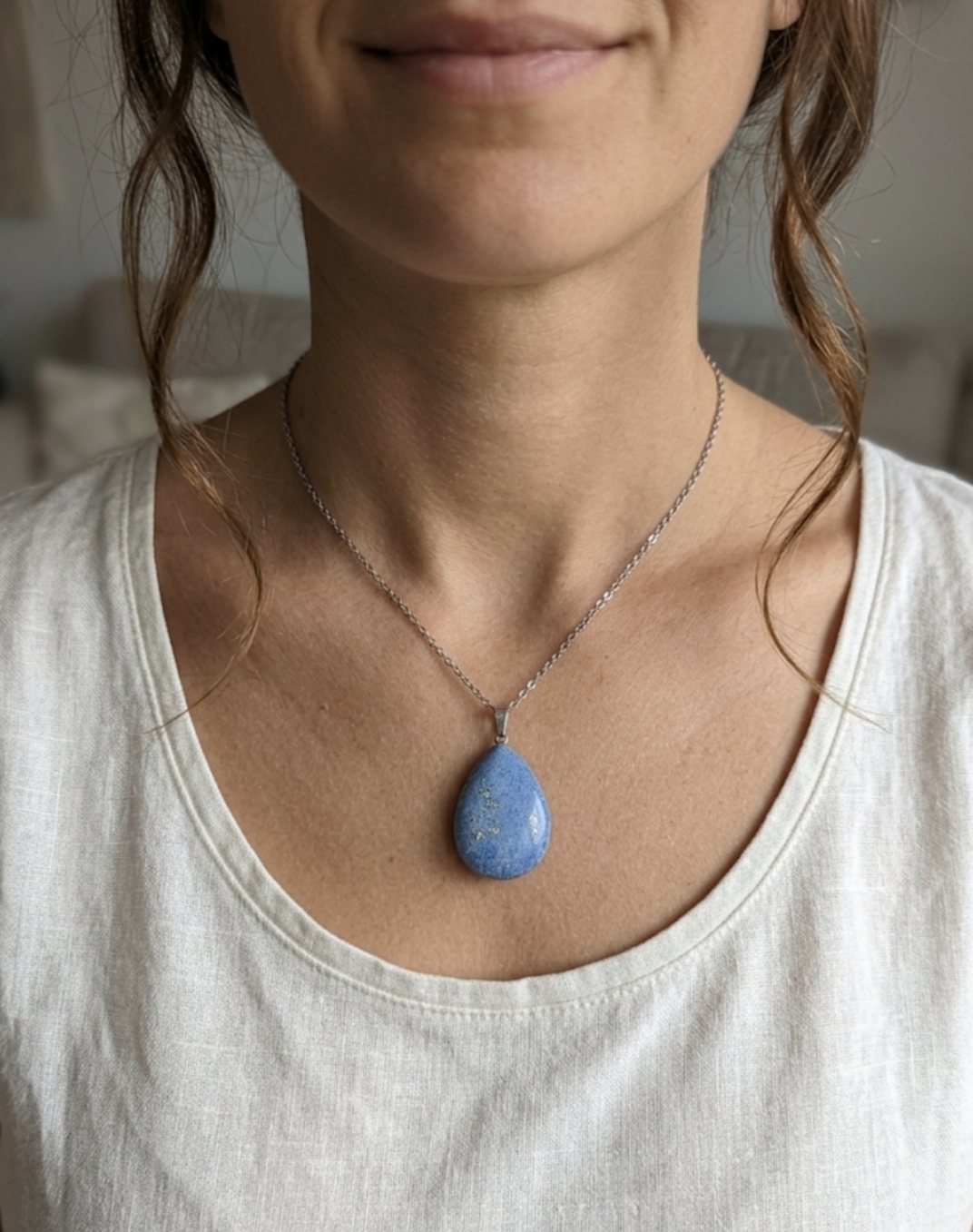 Colar Quartzo Azul Gota