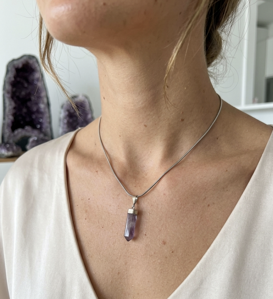 Colar Fluorite Arco Íris (Fio Aço)
