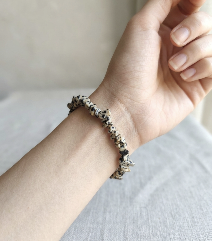 Pulseira Jaspe Dálmata chips