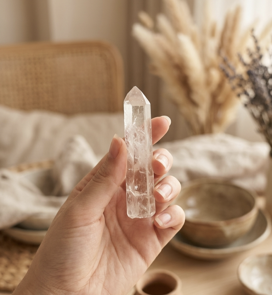 Ponta de Quartzo Cristal Lemuriano Lazer  (8 cms)